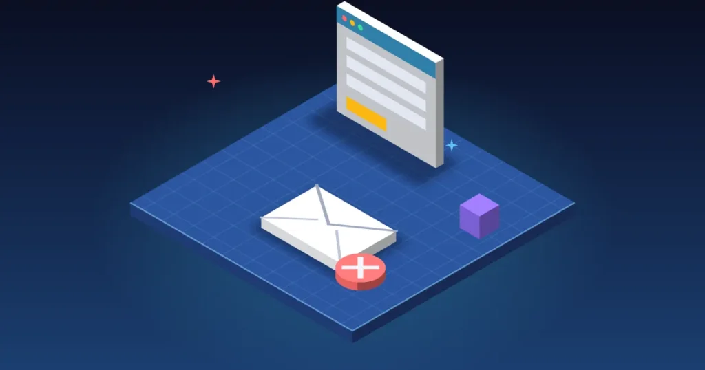 Formulaire de contact et enveloppe barrée d'une croix rouge illustrant un formulaire WordPress qui n'envoie pas d'e-mails